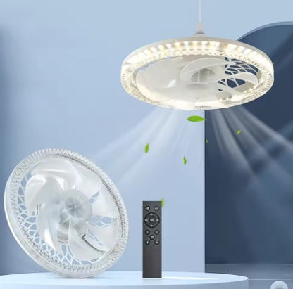 Ventilatore da Soffitto LED 48W con Attacco E27 – Luce Dimmerabile, Telecomando, 4 Velocità, Aromaterapia, Silenzioso – Diametro 30 cm