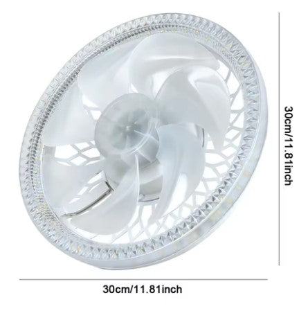 Ventilatore da Soffitto LED 48W con Attacco E27 – Luce Dimmerabile, Telecomando, 4 Velocità, Aromaterapia, Silenzioso – Diametro 30 cm