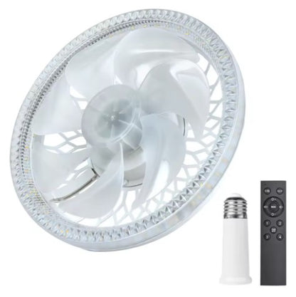 Ventilatore da Soffitto LED 48W con Attacco E27 – Luce Dimmerabile, Telecomando, 4 Velocità, Aromaterapia, Silenzioso – Diametro 30 cm