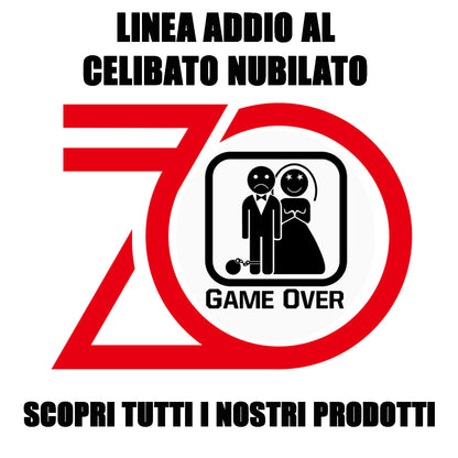 Design divertente per addio al celibato/nubilato con il tema "Game Over".