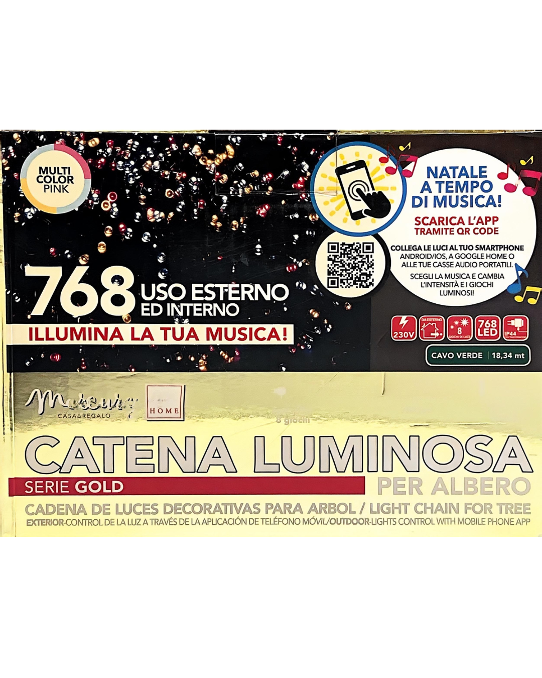 Catena Luminosa 768 LED – Multicolor Pink – Controllo Musicale App
