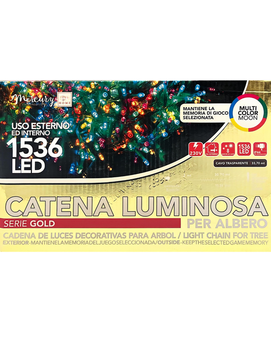 Catena Luminosa 1536 LED Multicolor Moon con Cavo Trasparente