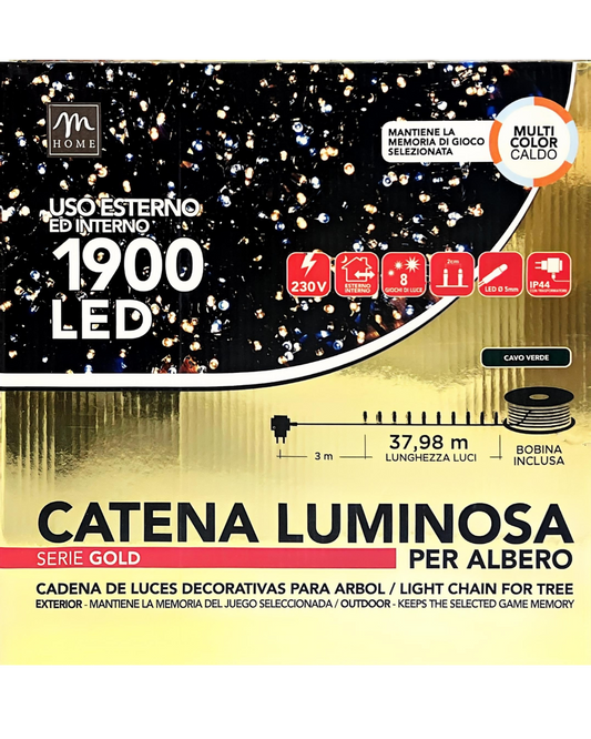 Catena Luminosa 1900 LED Multicolor Caldo – 37,98 m
