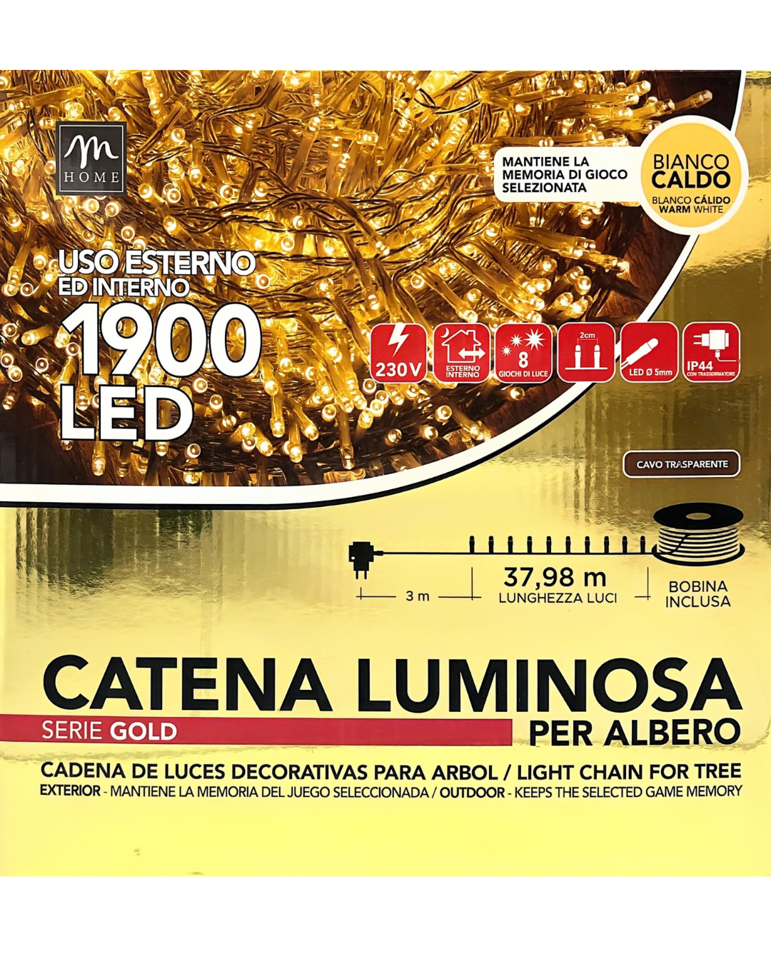 Catena Luminosa 1900 LED Bianco Caldo – 37,98 m