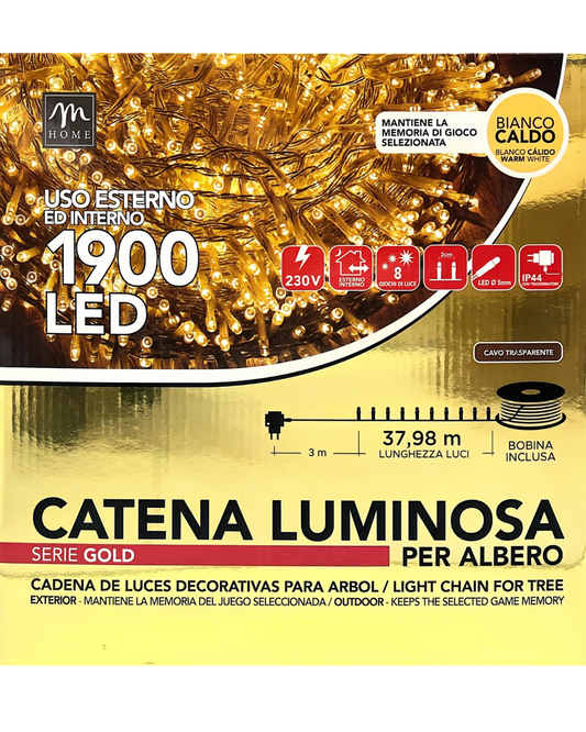 Catena Luminosa 1900 LED Bianco Caldo – 37,98 m