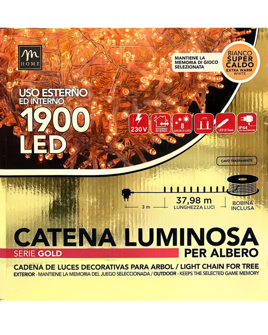Catena Luminosa 1900 LED Bianco Super Caldo – 37,98 m