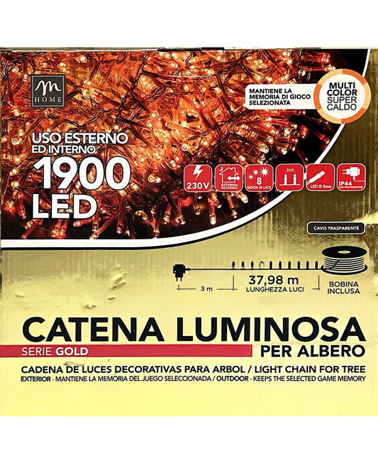 Catena Luminosa 1900 LED Multicolor Super Caldo – 37,98 m