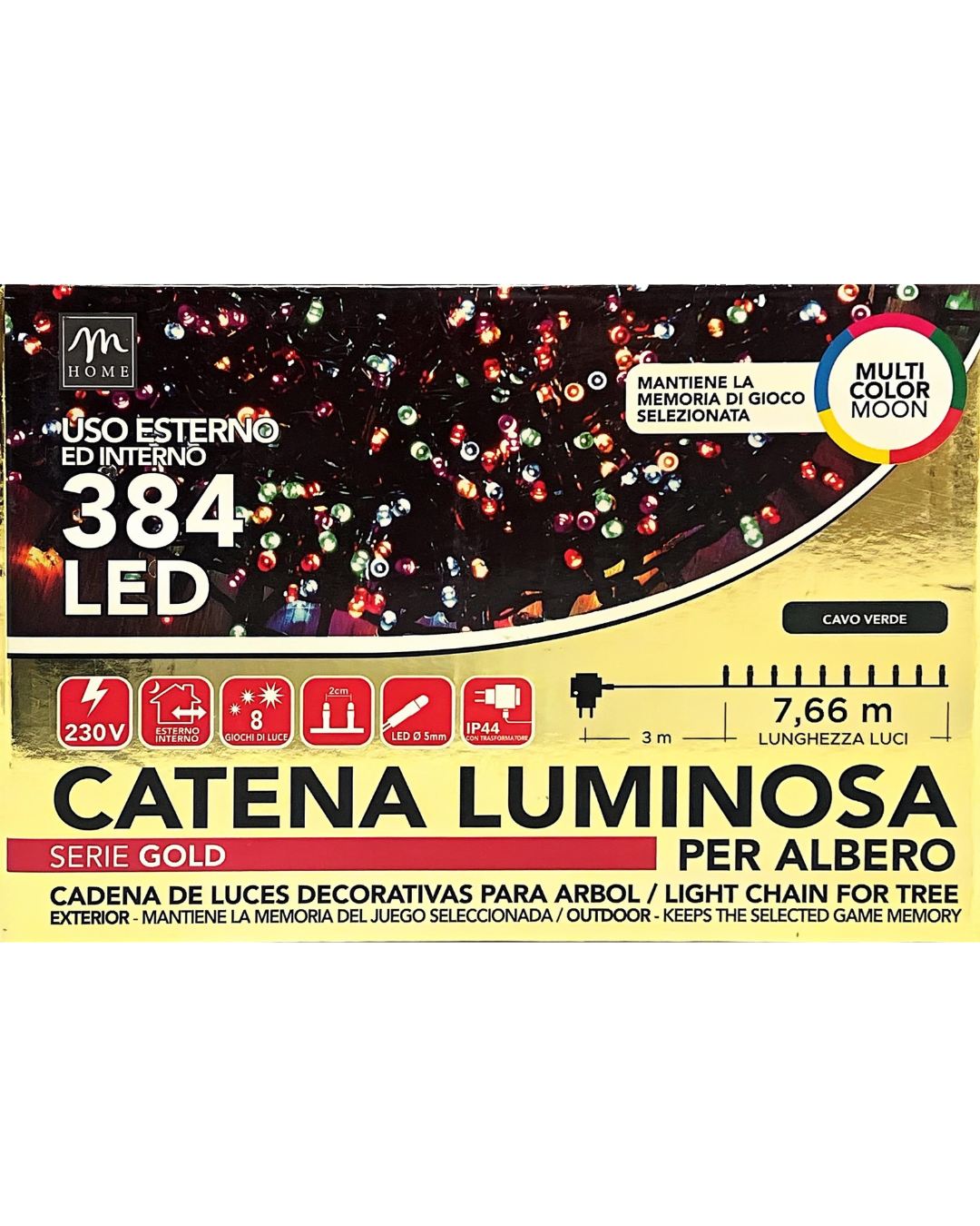 Catena Luminosa 384 LED Multicolor Moon - Albero Natale Interno Esterno