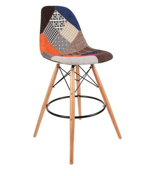 Sgabello Patchwork Multicolor 62x60x50 cm – Struttura in Legno e Metallo, Design Moderno con Seduta Imbottita