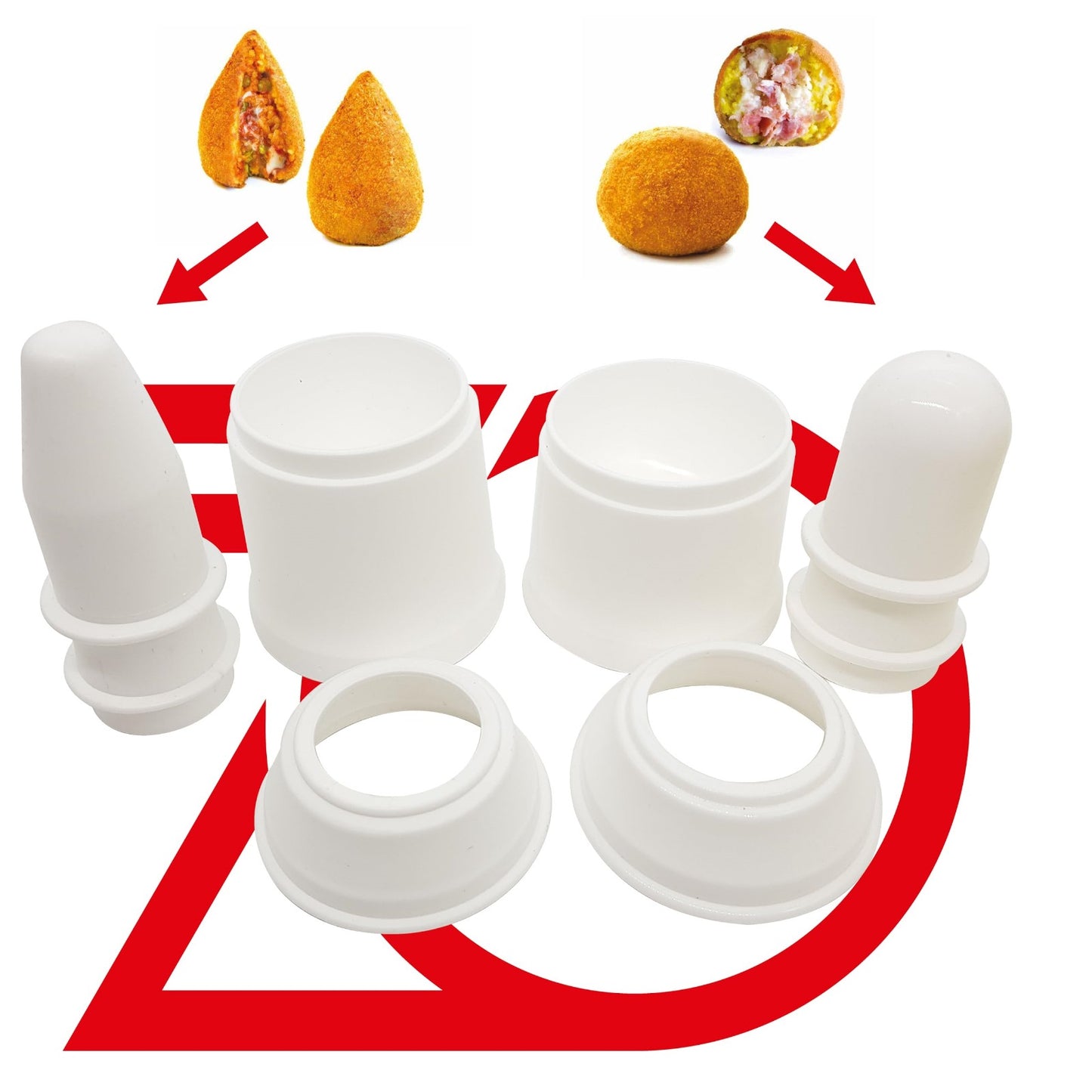 Stampo per Arancini Siciliani in Plastica – Forma Professionale per Arancine e Arancini Tondi e a Punta – Facile e Veloce