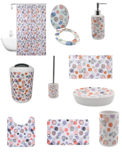 Set Accessori Bagno 10 Pezzi Coordinati – Fantasia Pois Colorati