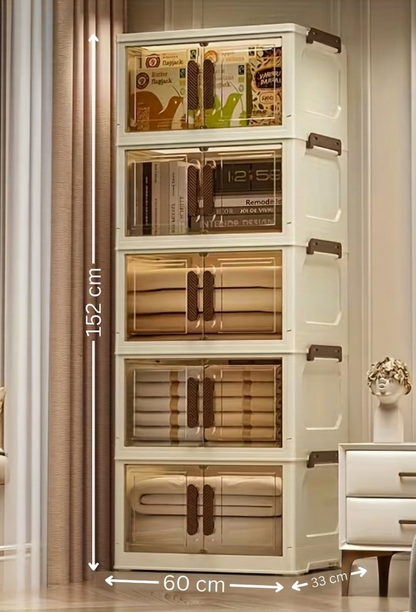 Armadio in Plastica Richiudibile Multiuso – Mobile Salvaspazio con Ripiani – 123×60×33 cm o 152×60×33 cm
