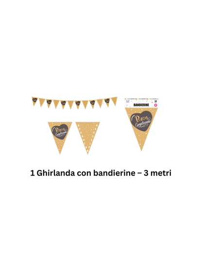 Kit Decorazioni Festa Buon Compleanno - Oro e Nero