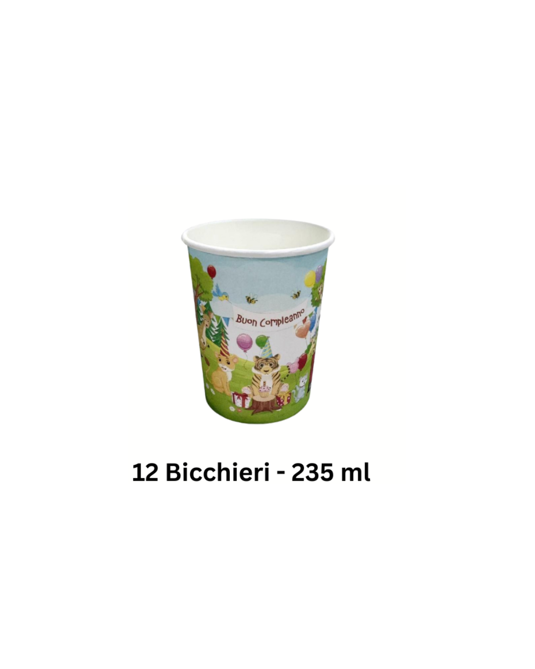 Set Festa Compleanno Animali della Giungla – Piatti, Bicchieri e Tovaglioli "Buon Compleanno"