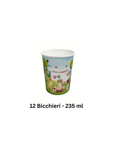 Set Festa Compleanno Animali della Giungla – Piatti, Bicchieri e Tovaglioli "Buon Compleanno"