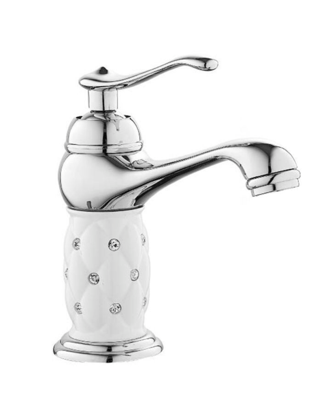 Miscelatore Lavabo Classico in Ceramica e Ottone Cromato - Rubinetto Bagno Elegante con Aeratore Anticalcare