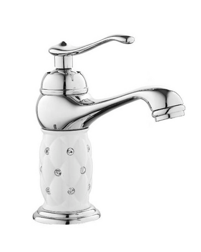Miscelatore Lavabo Classico in Ceramica e Ottone Cromato - Rubinetto Bagno Elegante con Aeratore Anticalcare