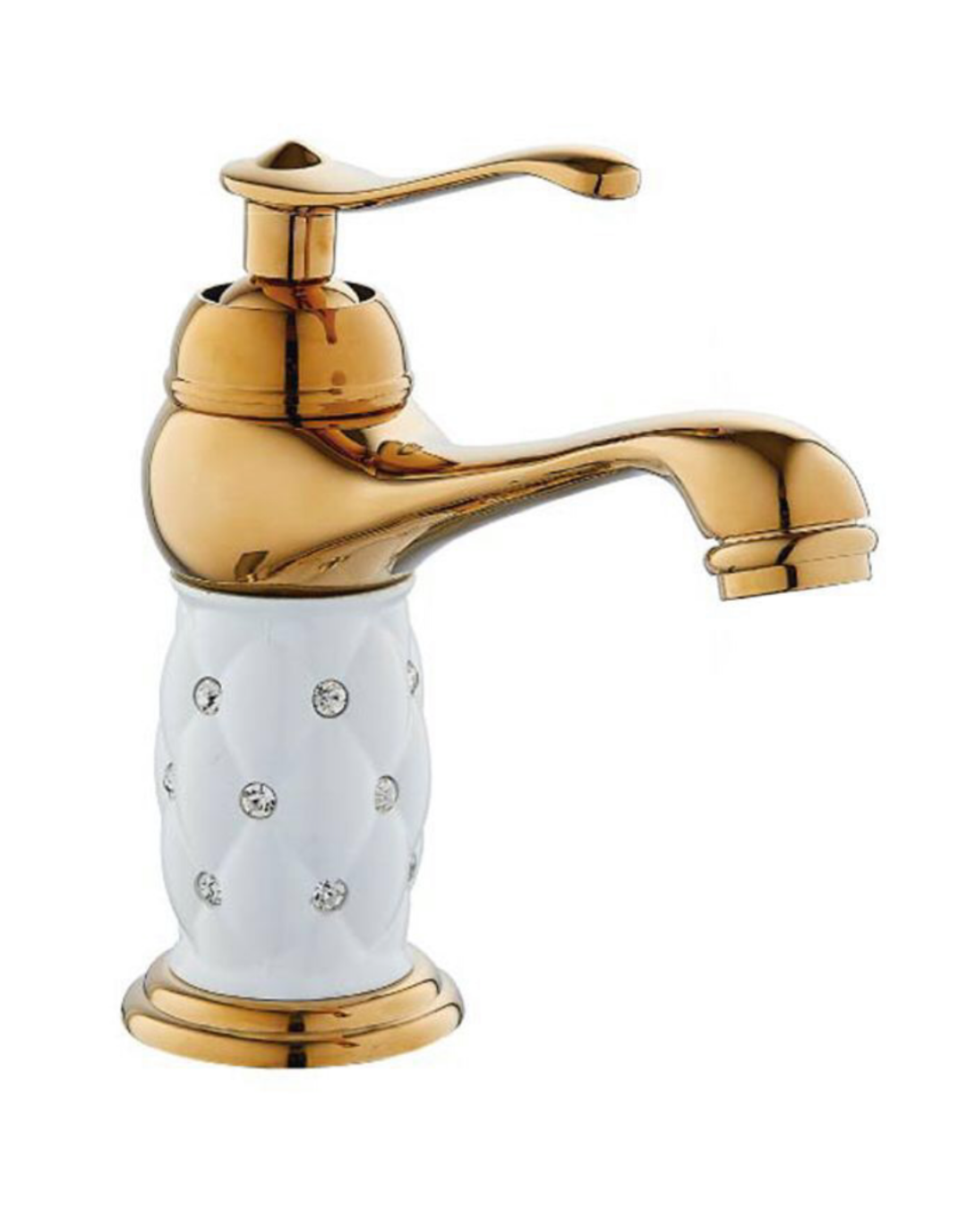 Miscelatore per Lavabo Classico in Ceramica Bianca e Oro - Girevole, Anticalcare, Risparmio Idrico