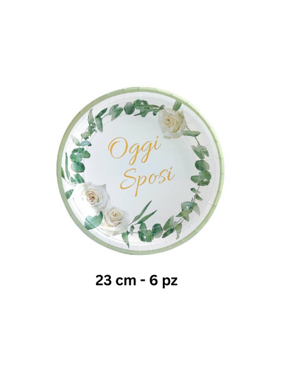 Set Coordinato Tavola "Oggi Sposi" – Piatti, Bicchieri e Tovaglioli Eleganti per Matrimonio