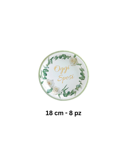 Set Coordinato Tavola "Oggi Sposi" – Piatti, Bicchieri e Tovaglioli Eleganti per Matrimonio