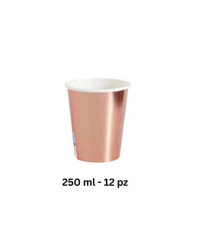 Set Festa Elegante in Carta – Rose Gold Metallizzato (Piatti, Bicchieri, Tovaglioli)