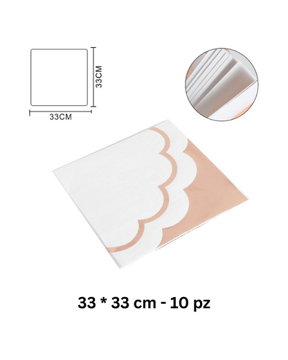Set Festa Elegante in Carta – Rose Gold Metallizzato (Piatti, Bicchieri, Tovaglioli)