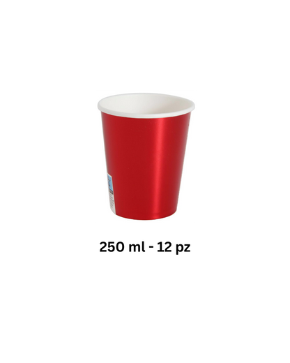 Set Festa in Carta – Rosso Metallizzato (Piatti, Bicchieri, Tovaglioli Coordinati)
