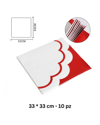 Set Festa in Carta – Rosso Metallizzato (Piatti, Bicchieri, Tovaglioli Coordinati)
