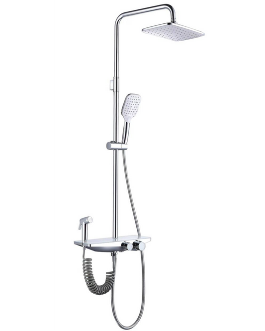 Colonna Doccia Multifunzione con Soffione, Doccetta e Idroscopino – Design Moderno in Acciaio Inox