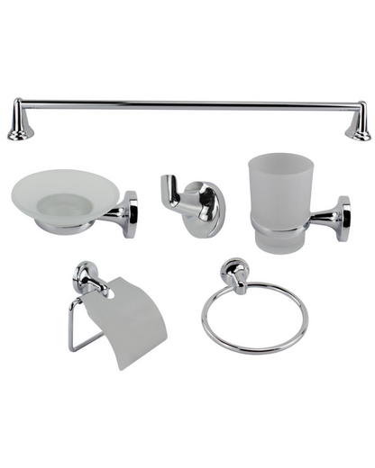 Set Accessori Bagno 6 Pezzi in Cromo Lucido – Design Pulito e Moderno