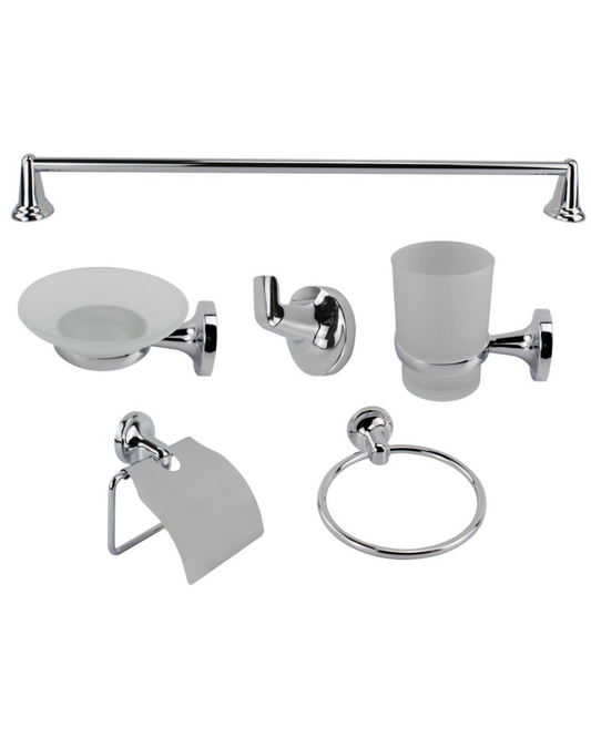 Set Accessori Bagno 6 Pezzi in Cromo Lucido – Design Pulito e Moderno