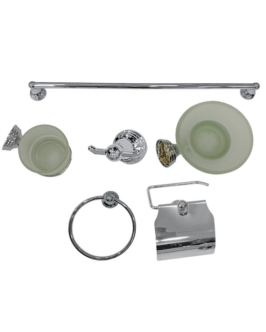 Set Accessori Bagno 6 Pezzi Classico in Cromo – Raffinatezza e Praticità