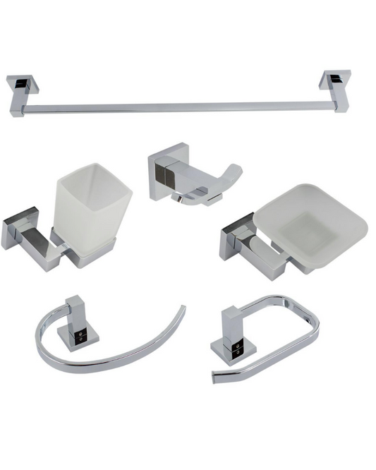 Set Bagno Cromato Lucido – 6 Pezzi Design Moderno