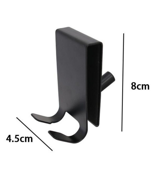Gancio doppio con becco porta in metallo nero 8x4,5 cm