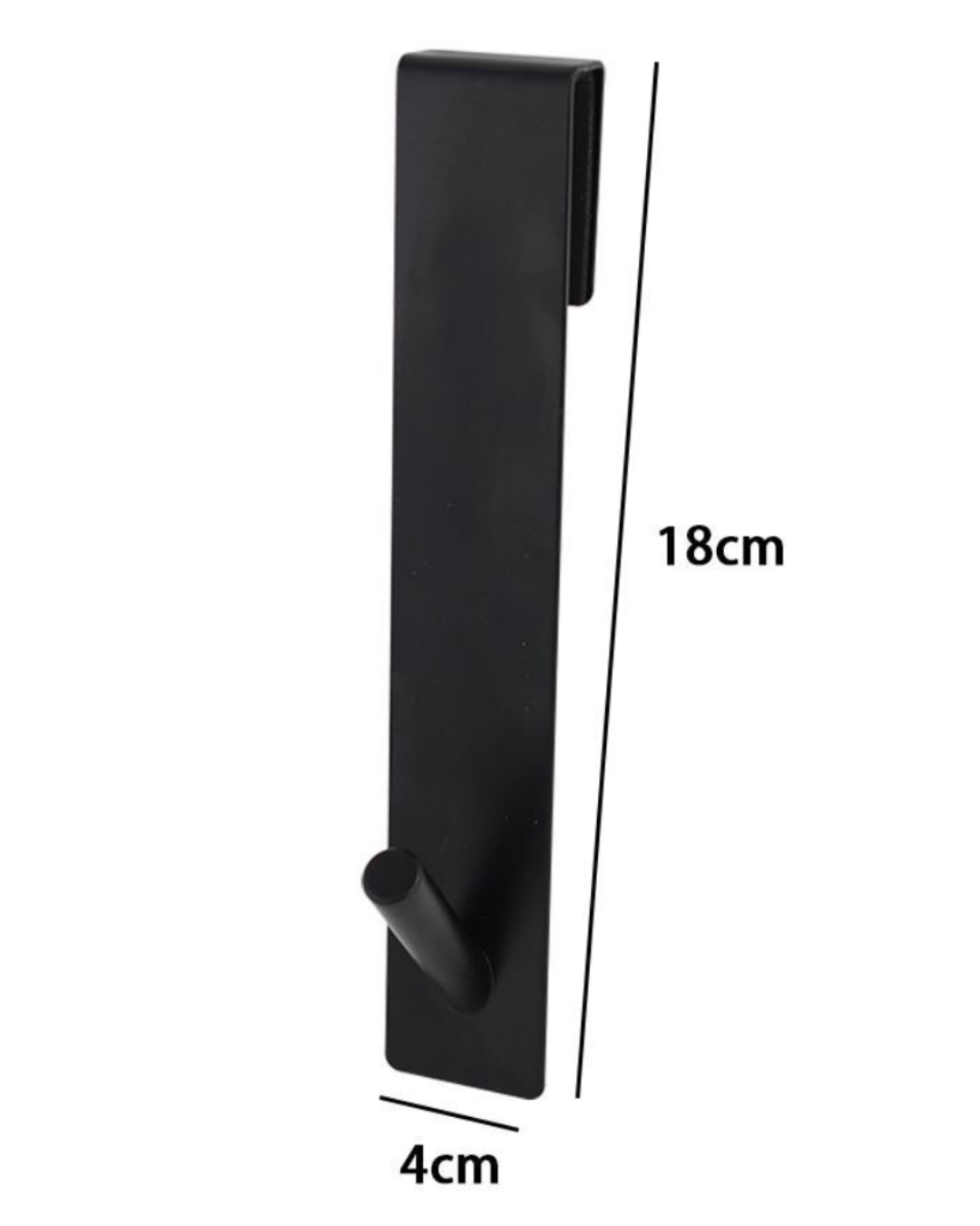 Gancio lungo verticale singolo in metallo nero 18x4 cm