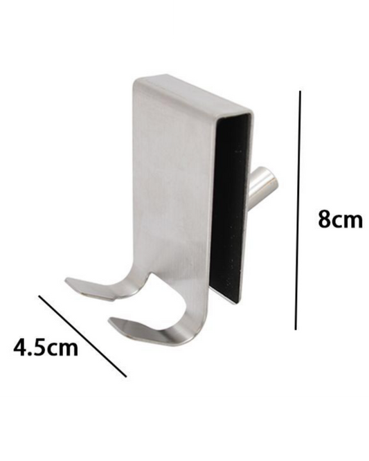 Gancio Porta Singolo Inox con Doppio Supporto – 8x4.5cm