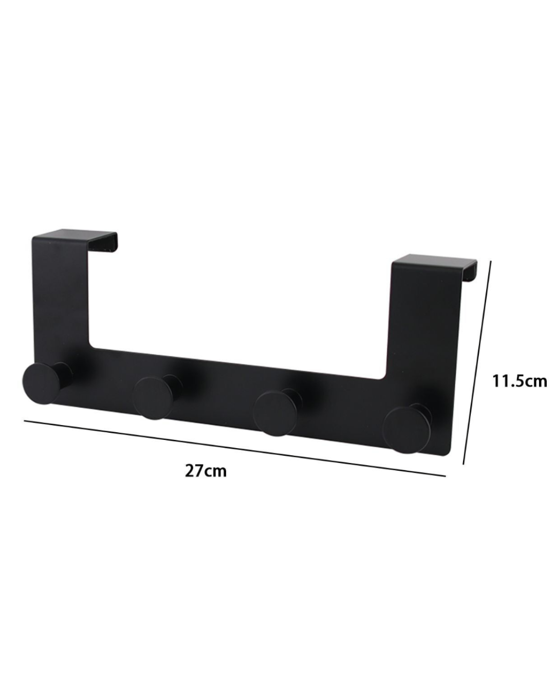 Gancio Porta Nero Opaco con 4 Pomelli – 27x11.5cm