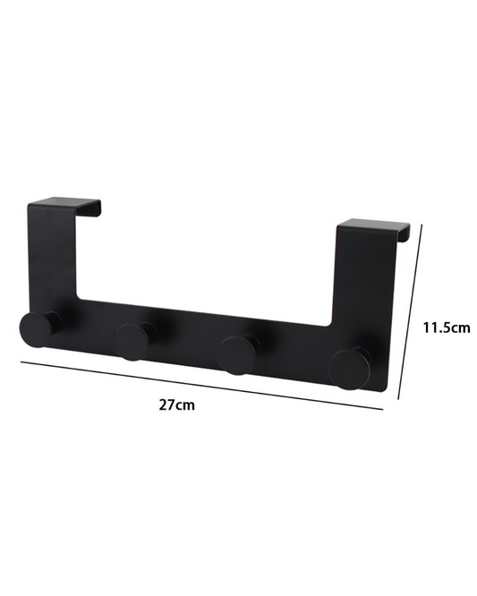 Gancio Porta Nero Opaco con 4 Pomelli – 27x11.5cm
