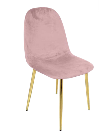Sedia Imbottita in Velluto Rosa con Gambe in Metallo Oro – Design Elegante 88cm