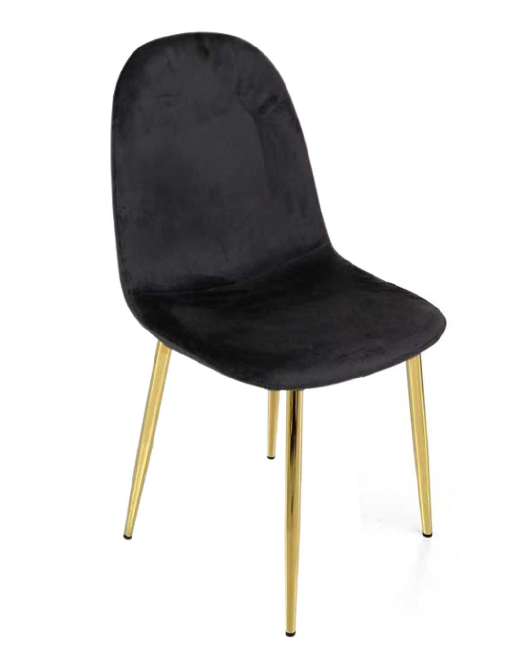 Sedia Imbottita in Velluto Nero con Gambe in Metallo Oro – 52×44×88 cm | Eleganza Moderna per Casa e Ufficio