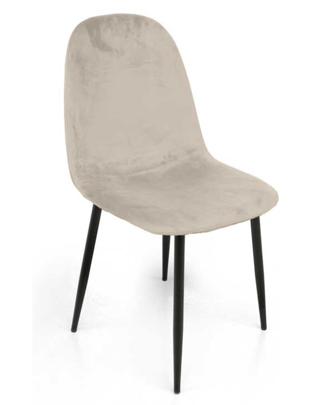 Sedia Imbottita in Velluto Beige con Gambe in Metallo Nero – 52×44×88 cm | Eleganza Moderna e Comfort per Casa e Ufficio