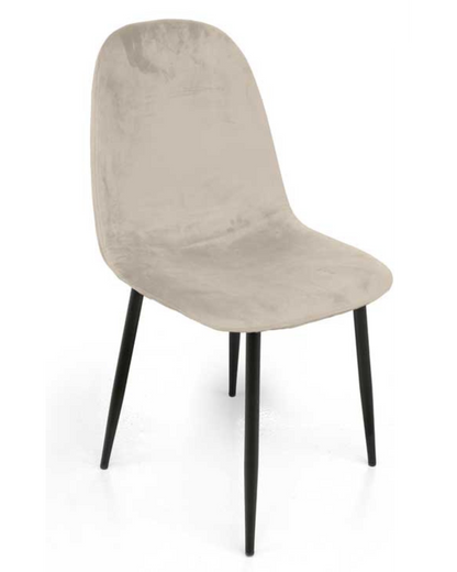 Sedia Imbottita in Velluto Beige con Gambe in Metallo Nero – 52×44×88 cm | Eleganza Moderna e Comfort per Casa e Ufficio