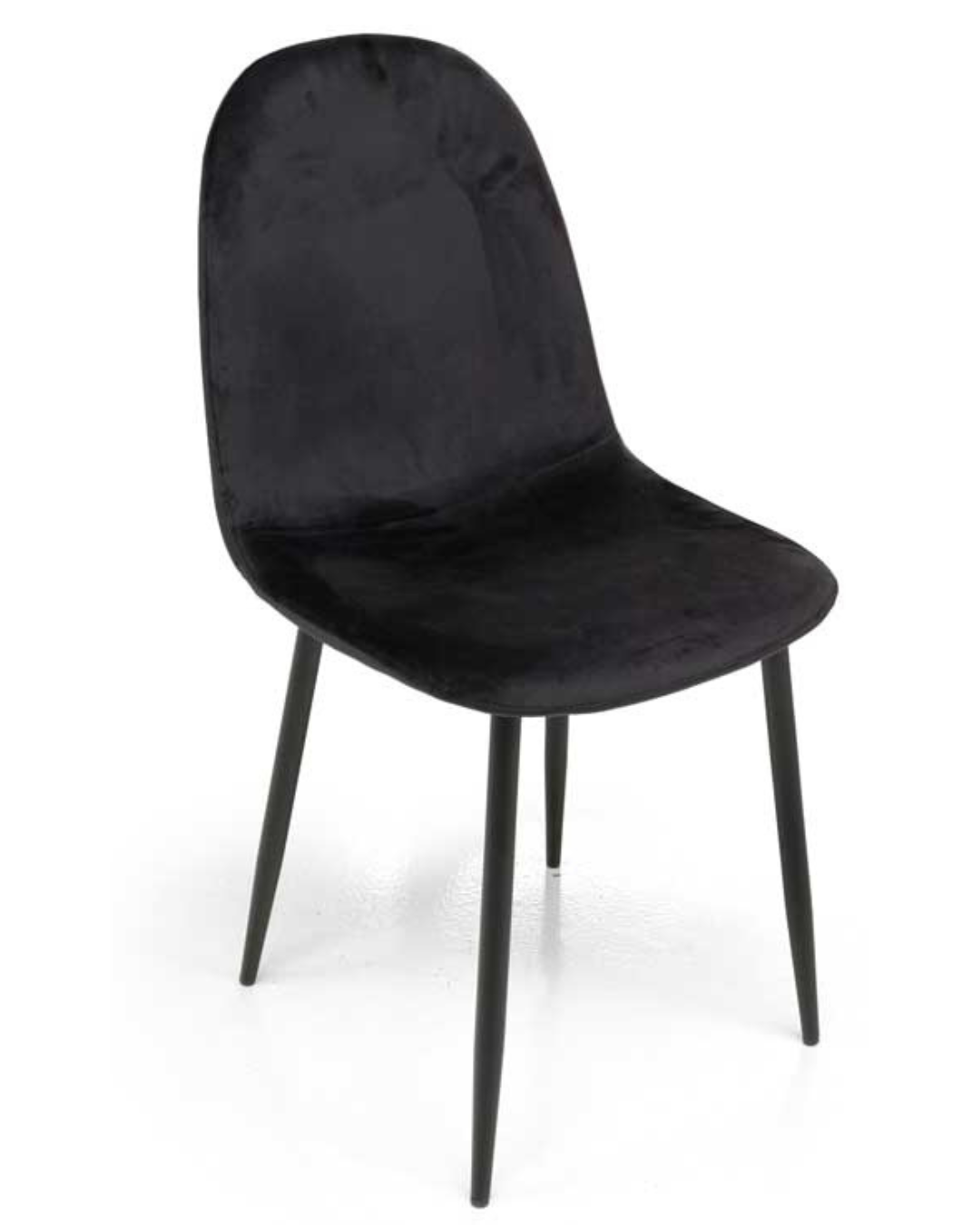 Sedia Imbottita in Velluto Nero con Gambe in Metallo – 52×44×88 cm | Eleganza Moderna per Sala da Pranzo, Ufficio o Studio