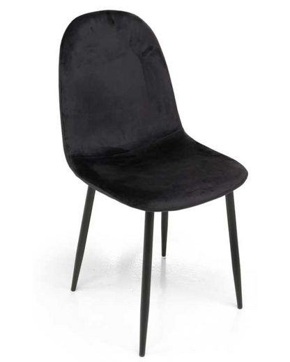 Sedia Imbottita in Velluto Nero con Gambe in Metallo – 52×44×88 cm | Eleganza Moderna per Sala da Pranzo, Ufficio o Studio