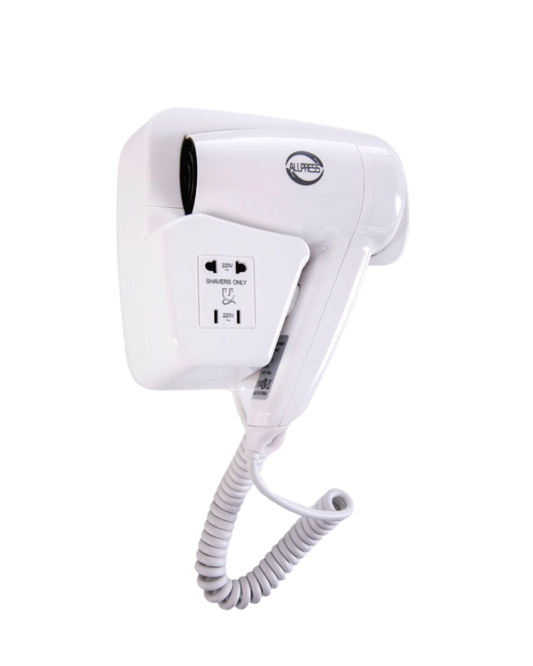 Asciugacapelli da Parete 1200W Allpress con Presa Rasoio – Ideale per Hotel e Bagni Pubblici