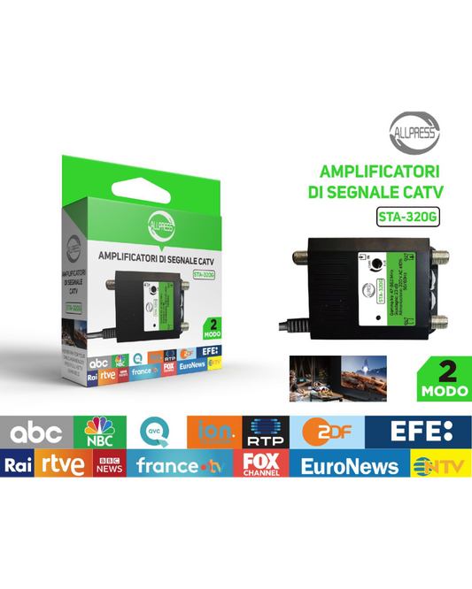 Amplificatore di Segnale TV CATV Allpress STA-320G – 2 Uscite, 23 dB, 220V