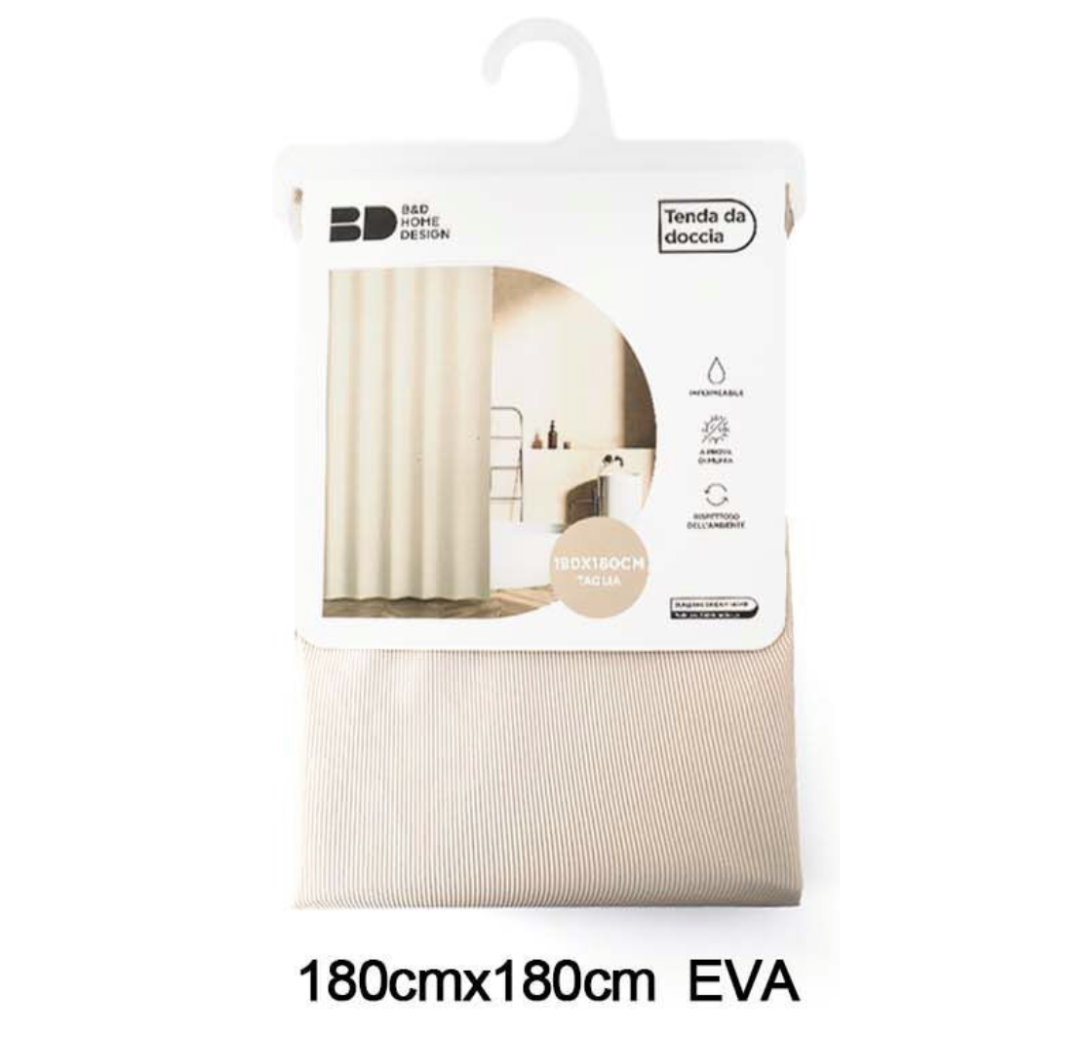 Tenda Doccia Beige Chiaro 180x180cm EVA