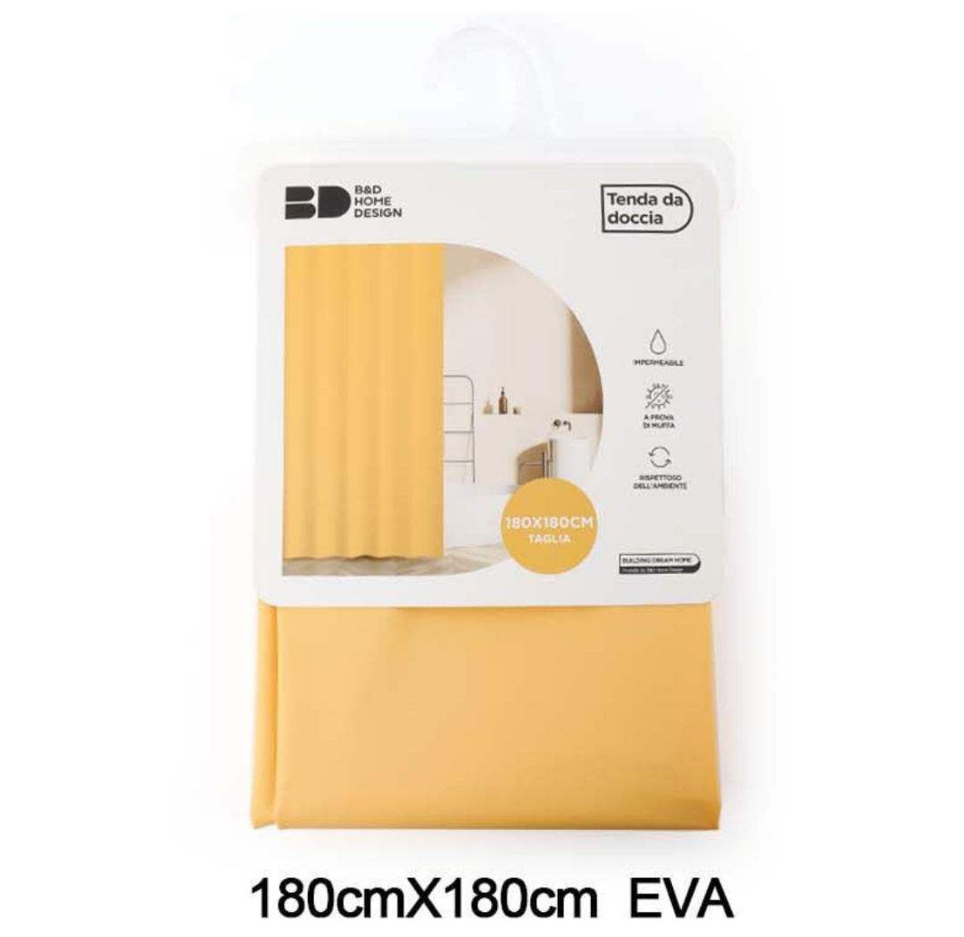 Tenda Doccia Gialla 180x180cm EVA
