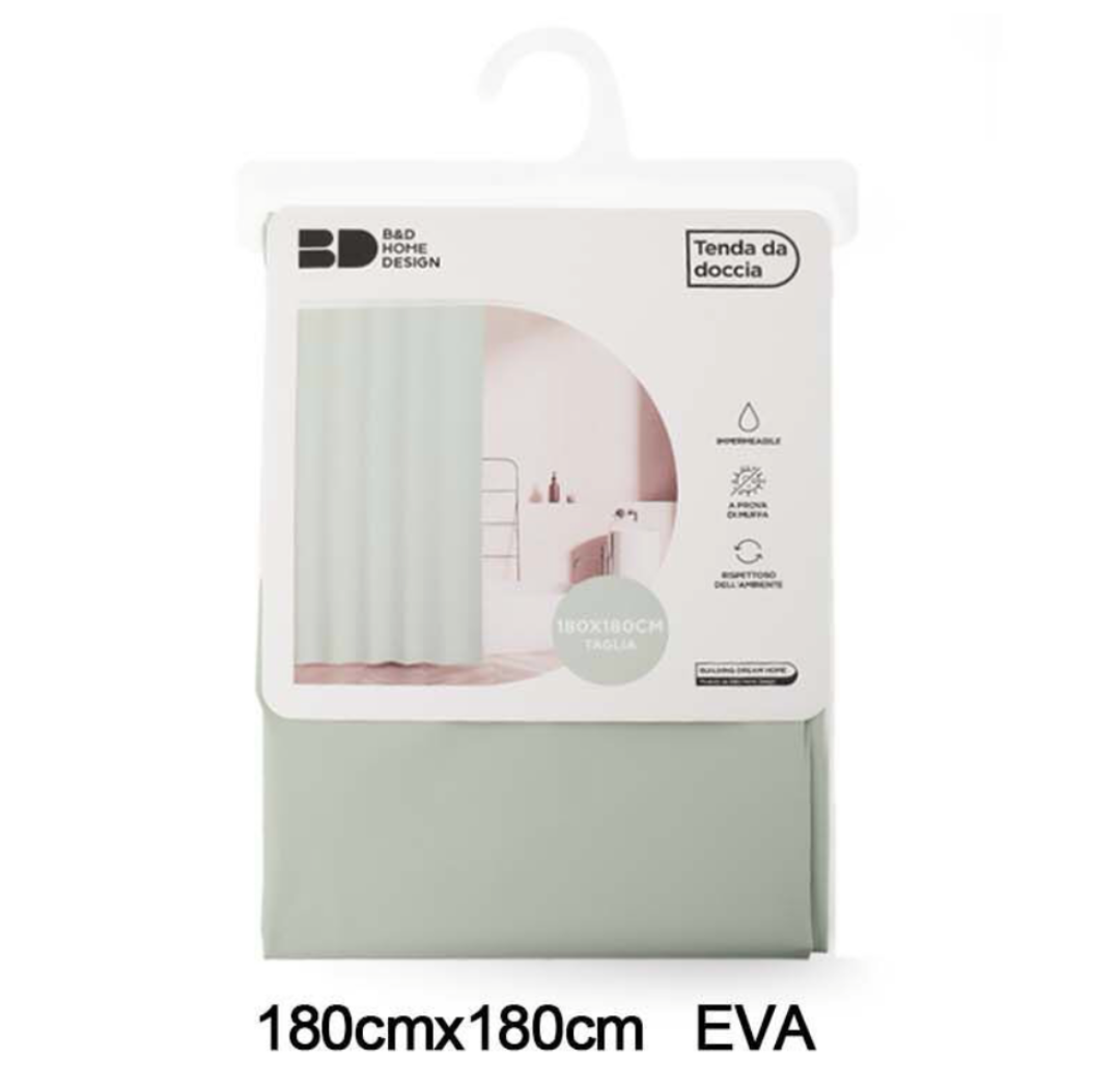 Tenda Doccia Verde Salvia 180x180cm EVA