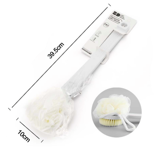 Spazzola per Doccia 2 in 1 con Manico Lungo - Bianco 39.5x10 cm